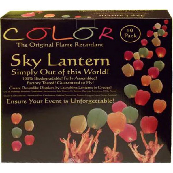 10pc Mixed Colored Sky Lanterns in Retail Color Box